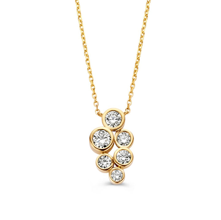Elegant 14k Yellow Gold Necklace with 0.81ct Diamond Pendant from 'Bubbles' Collection
