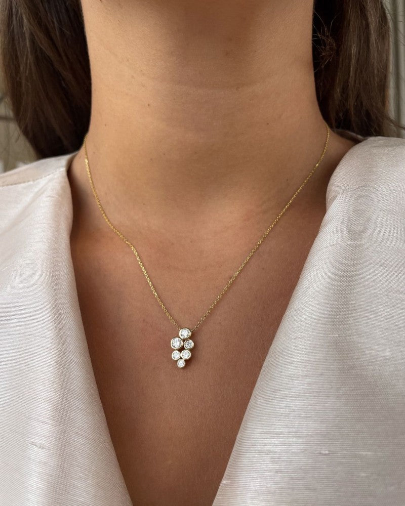 Elegant 14k Yellow Gold Necklace with 0.81ct Diamond Pendant from 'Bubbles' Collection