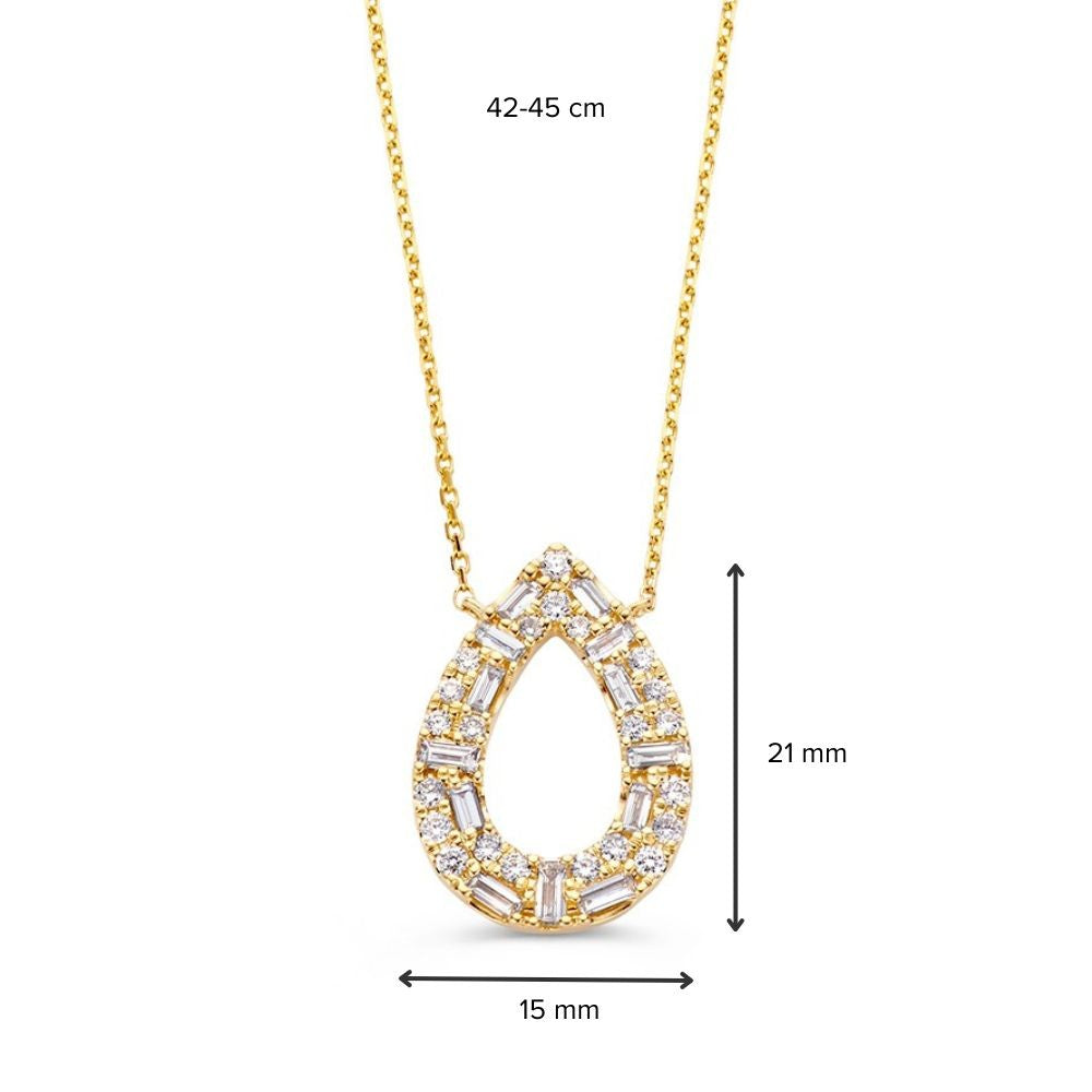 14K Geelgouden Collier met 0,81 crt Diamanten – Luxe Sieraad voor Dames
