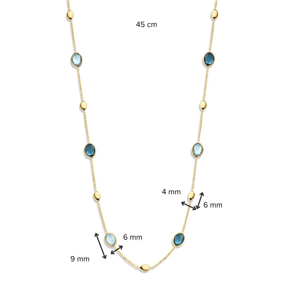 Geelgouden Collier met Topaas & London Blue Topaas – 14 Karaat Goud