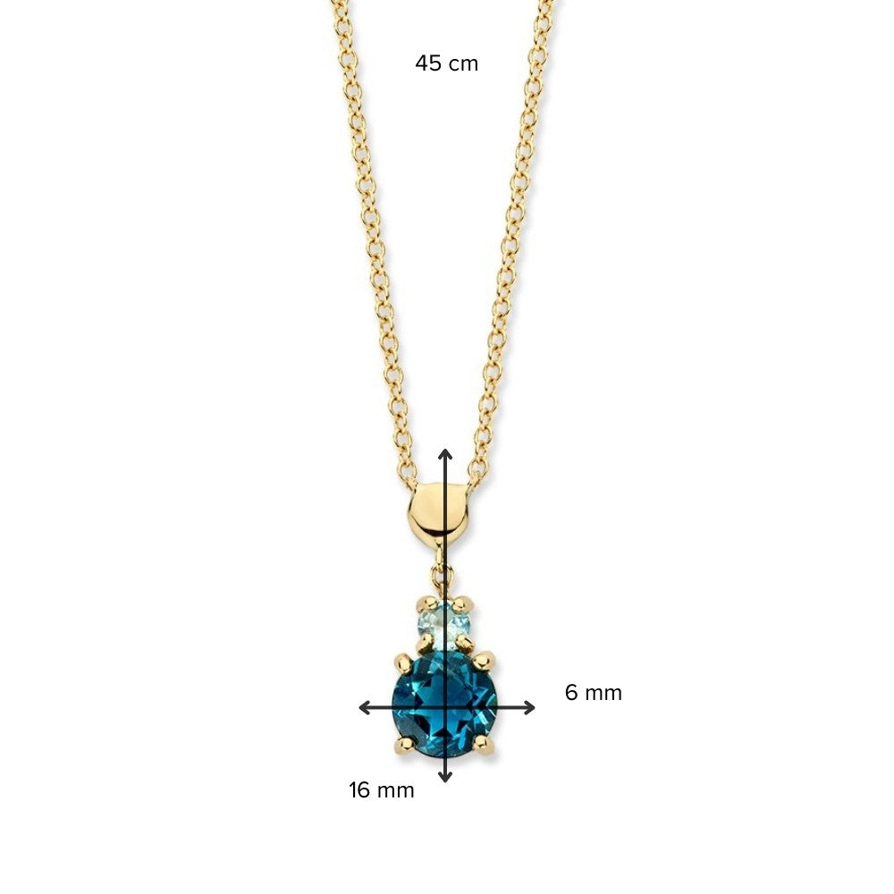 Geelgouden Collier met Topaas & London Blue Topaas – 14 Karaat Goud