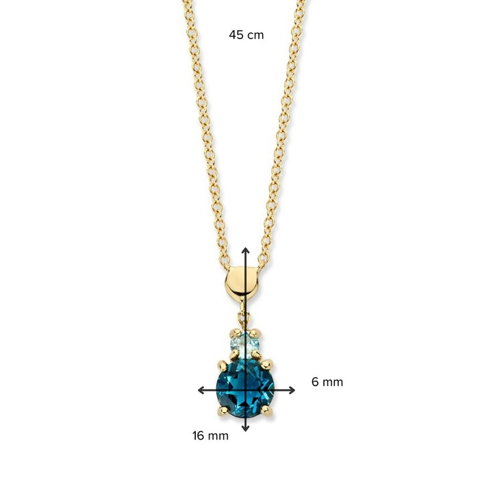 Geelgouden Collier met Topaas & London Blue Topaas – 14 Karaat Goud
