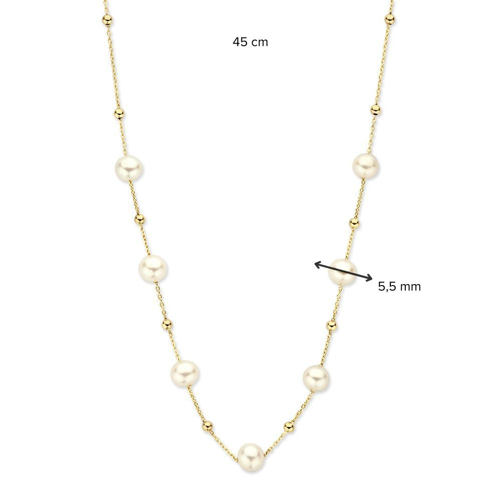 Geelgouden Collier met Parels – 14 Karaat Goud – Tijdloos & Elegant