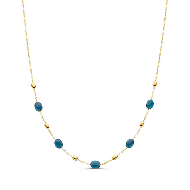 14K Geelgouden Collier met Blauwe Topaas – Elegante Sieraad voor Dames