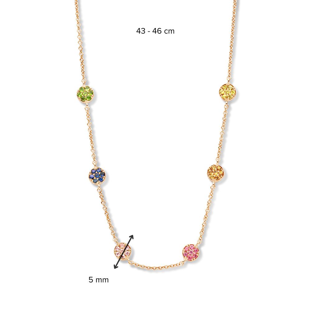 Roségouden Collier met Multicolor Saffieren – Van der Kooij Luxe Sieraad