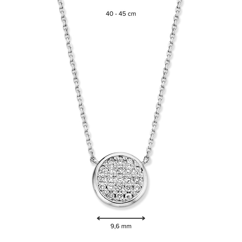 Witgouden schakelcollier (42-45 cm) met diamanten pavézetting - 14 karaat