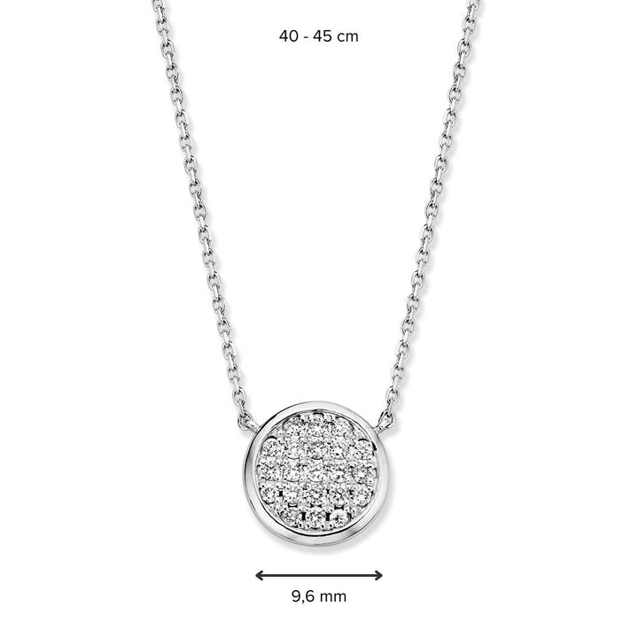 Witgouden schakelcollier (42-45 cm) met diamanten pavézetting - 14 karaat