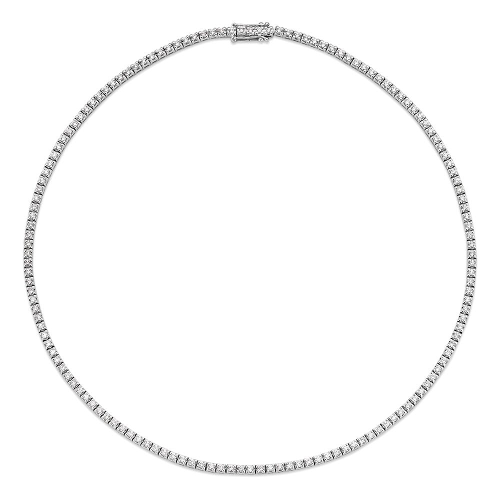 Witgouden tenniscollier met 131 diamanten (4,55 crt) in chatonzetting - 14 karaat