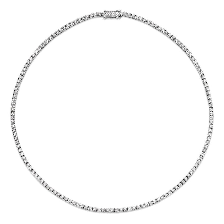 Witgouden tenniscollier met 131 diamanten (4,55 crt) in chatonzetting - 14 karaat