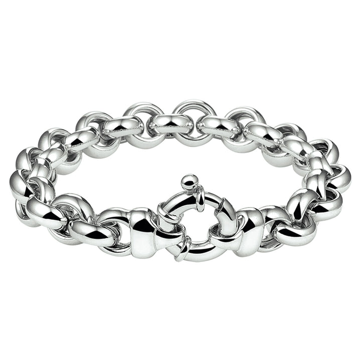 Silver bracelet ladies jasseron with large rhodium-plated spring clasp