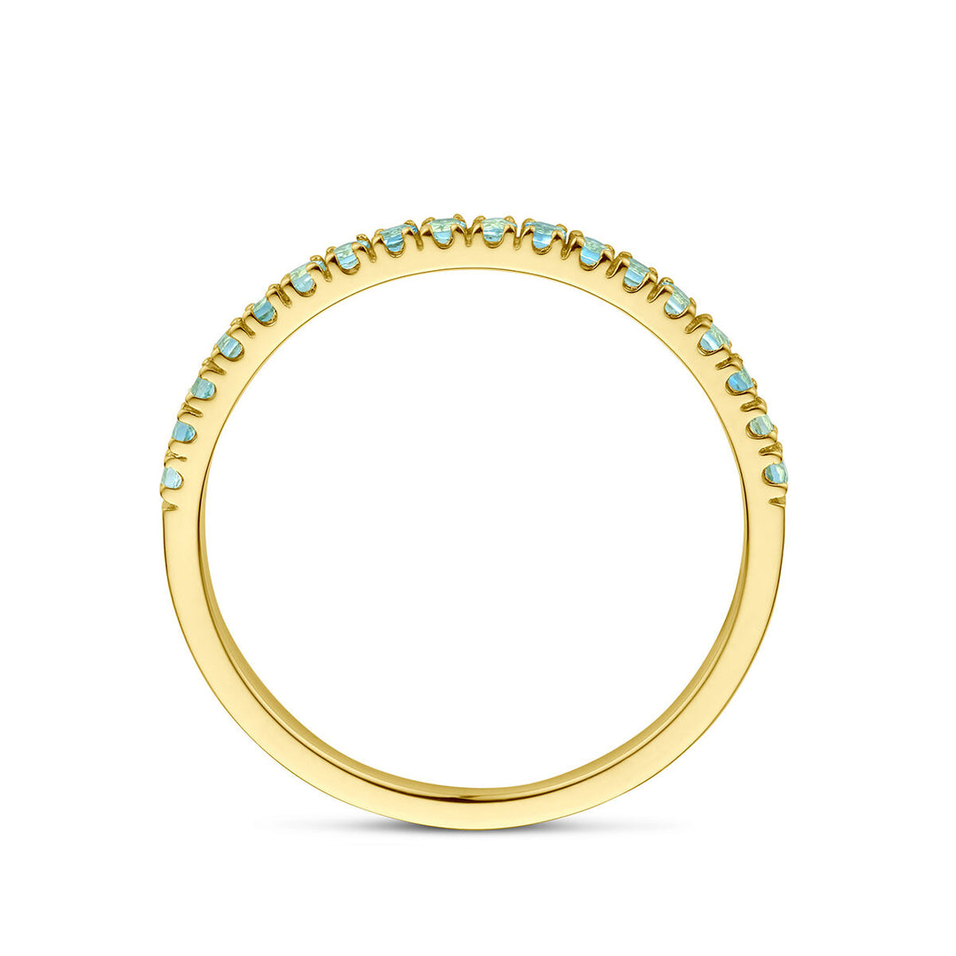 ring with birthstone aquamarine March 14K yellow gold