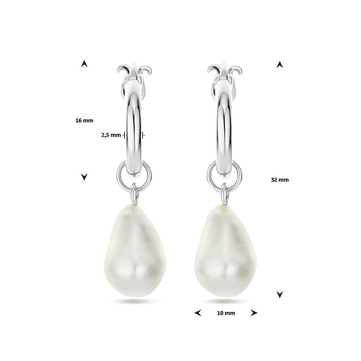 oorhangers barok parel 32 mm zilver gerhodineerd