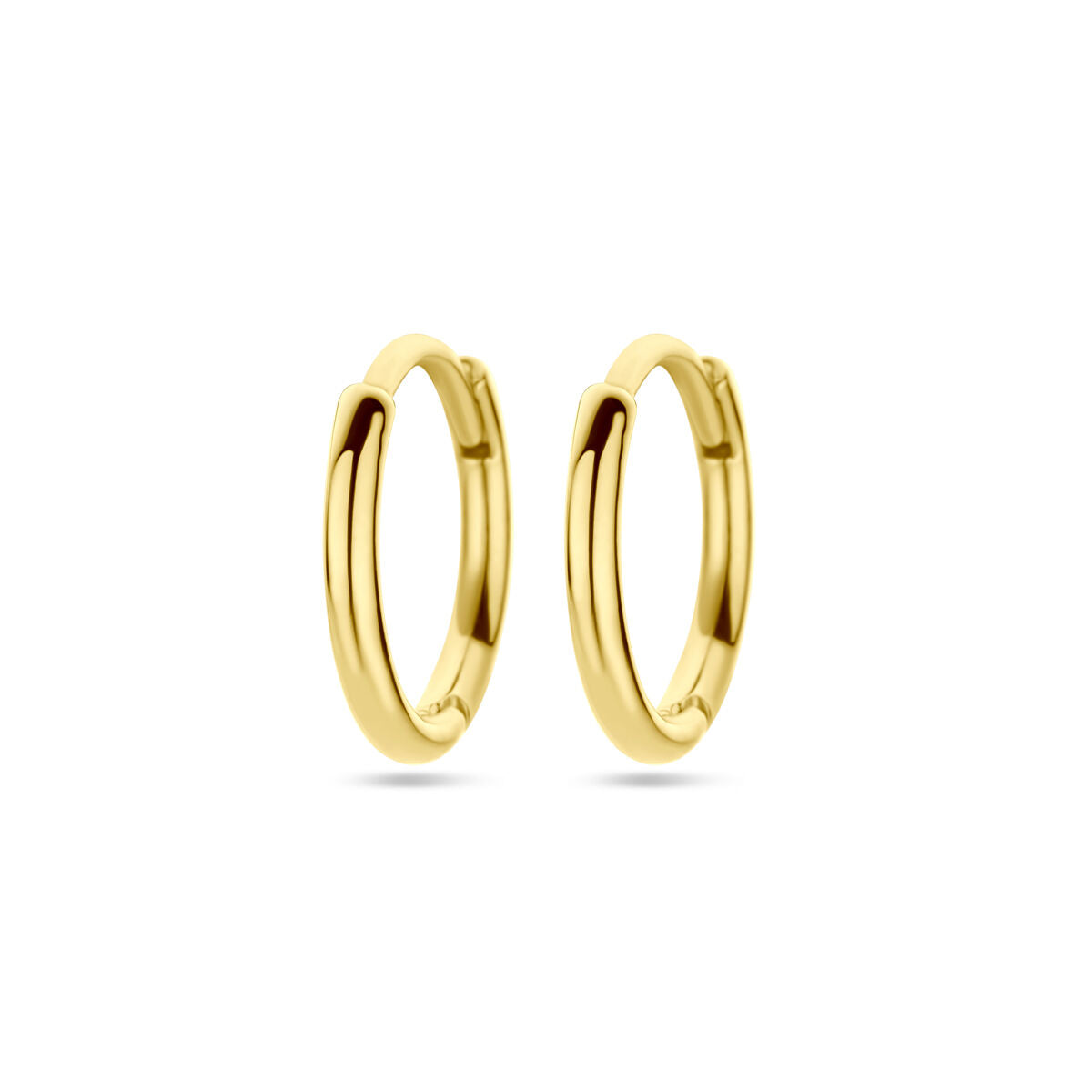 Klapoorringen van 14K geelgoud met een ronde buis van 1,5 mm.