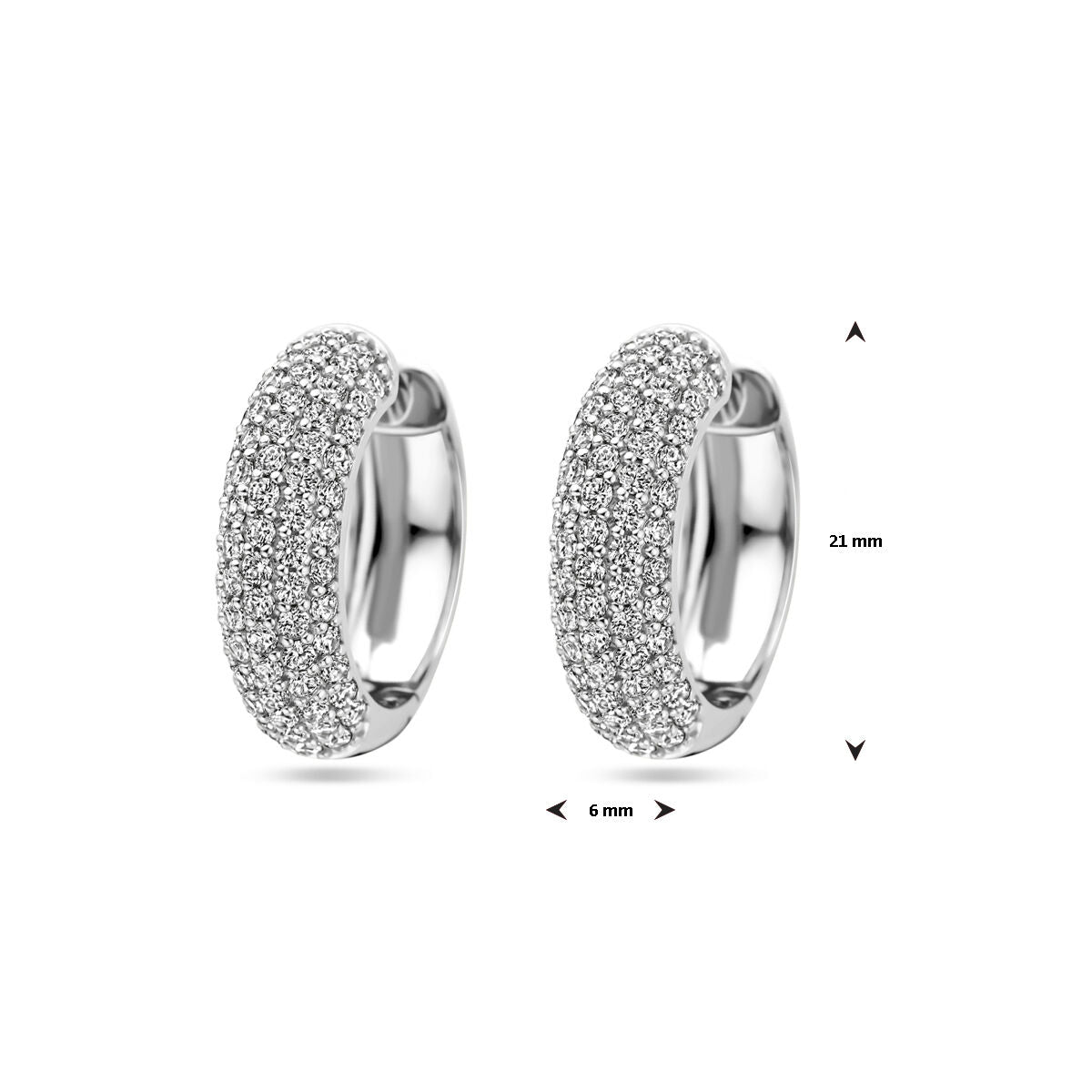 klapoorringen zirkonia 21 mm zilver gerhodineerd