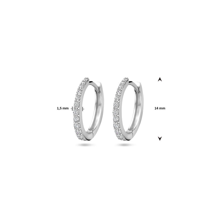 klapoorringen zirkonia 14 mm zilver gerhodineerd