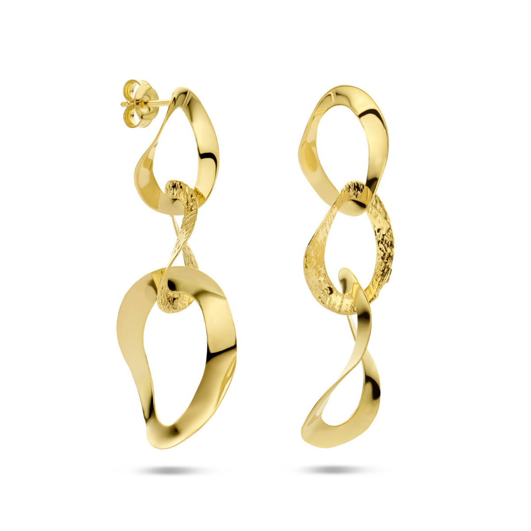 oorhangers ovaaltjes poli/mat 1 micron zilver verguld (geel)