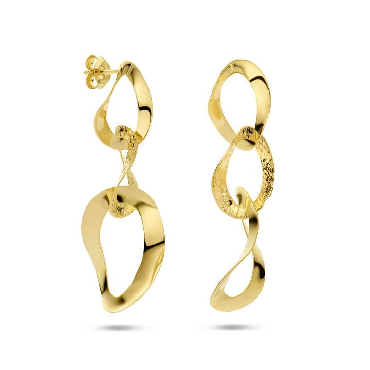 oorhangers ovaaltjes poli/mat 1 micron zilver verguld (geel)