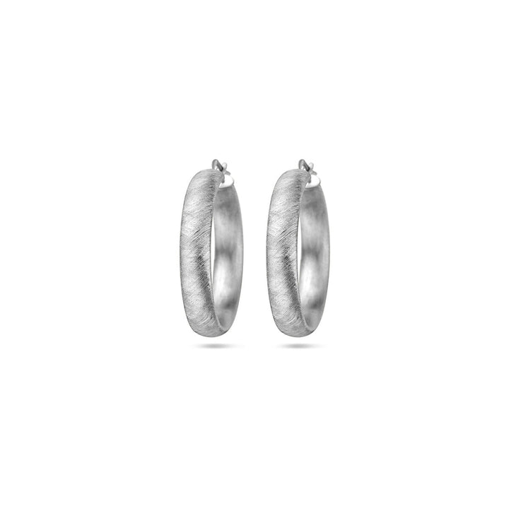 oorringen 6,0 mm halfronde buis gescratcht zilver gerhodineerd