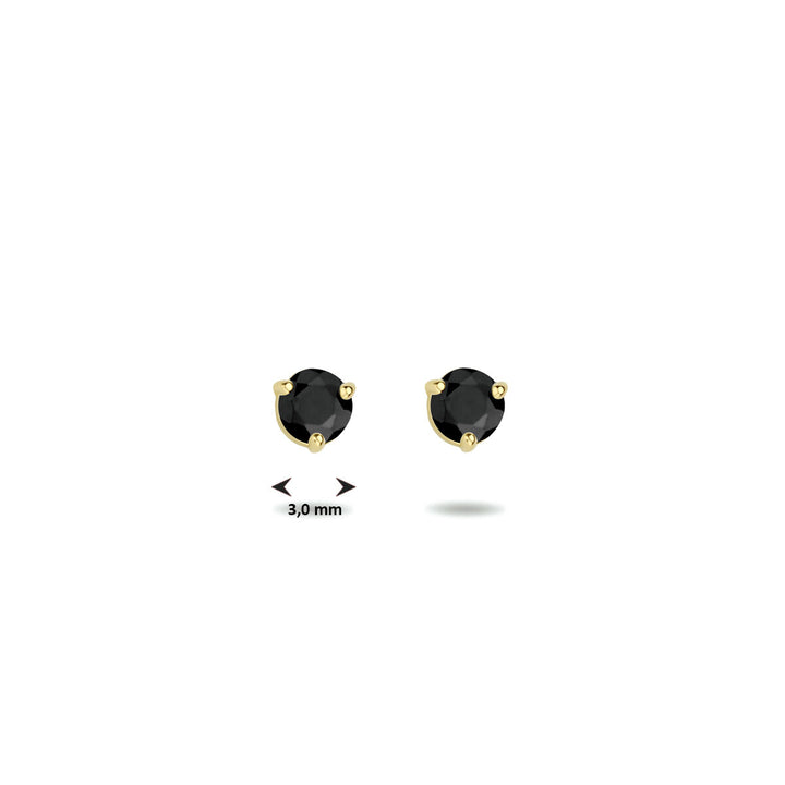 ear studs black zirconia 14K yellow gold