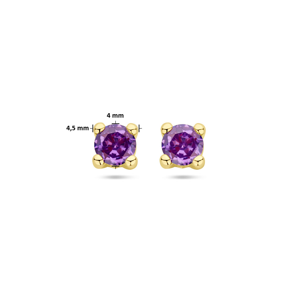 ear studs synth. amehtist 14K yellow gold
