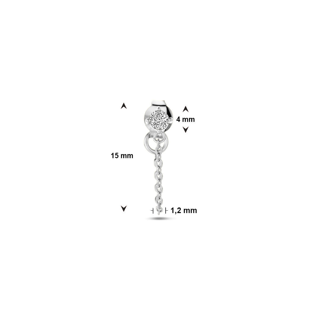 ear stud per piece zirconia silver rhodium plated