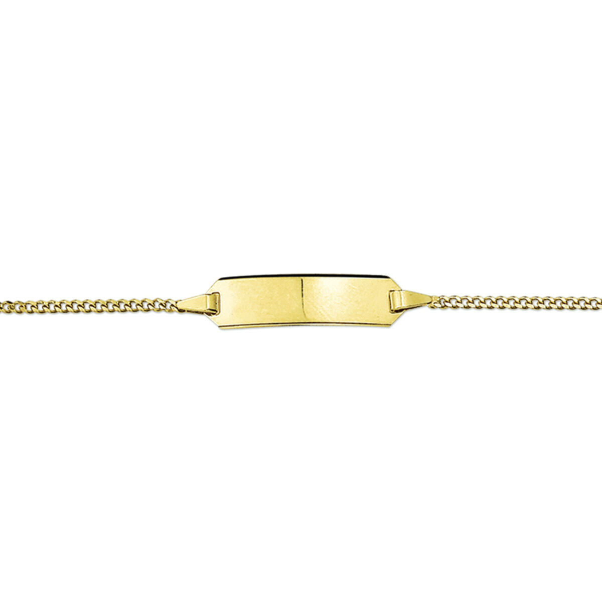 De Van der Kooij Collectie graveerarmband gourmet plaat 5 mm (9-11 cm) heeft een blij, rechthoekig naamplaatje en een ronde schakelarmband; ideaal als unisex kinderarmband.