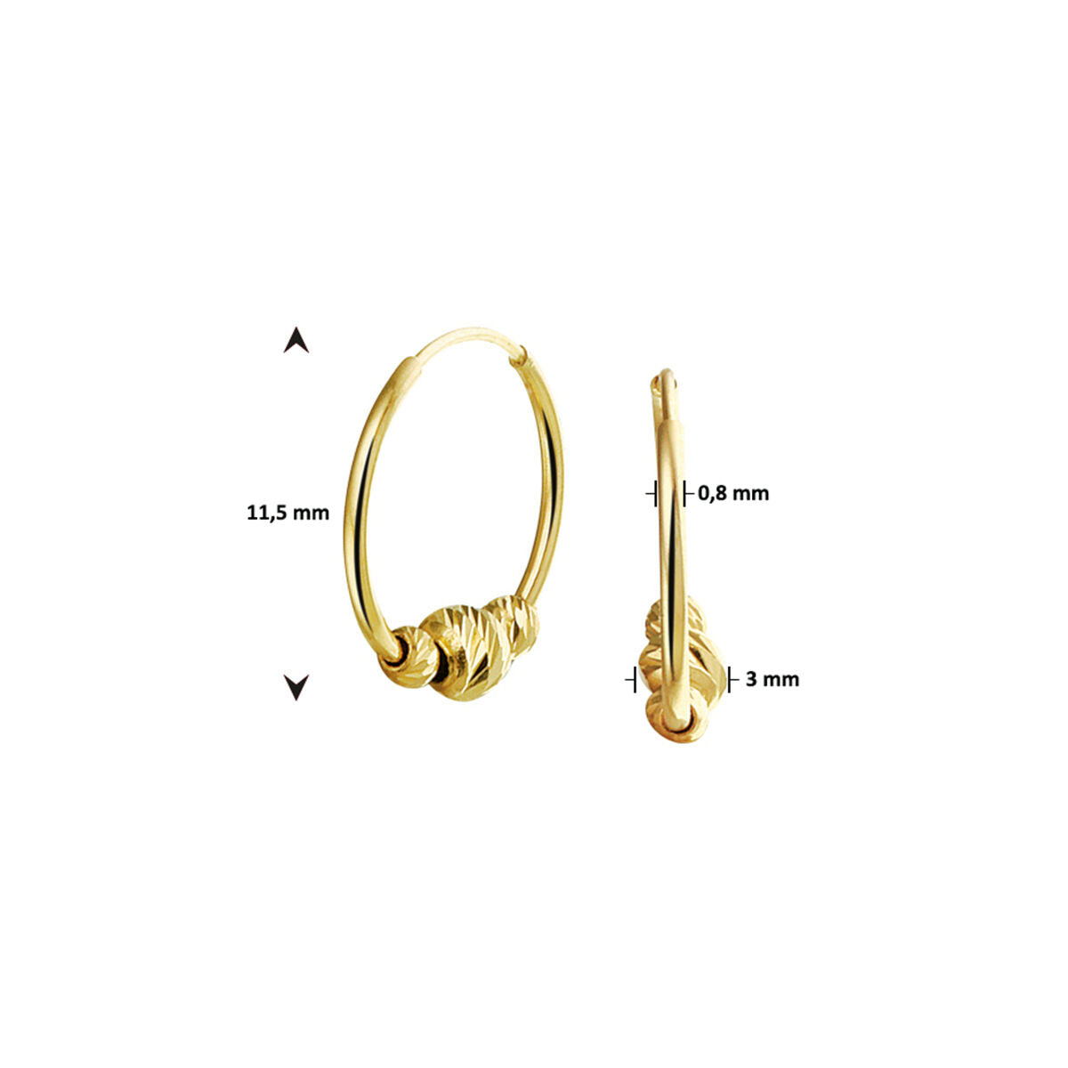 oorringen bolletjes 14K geelgoud