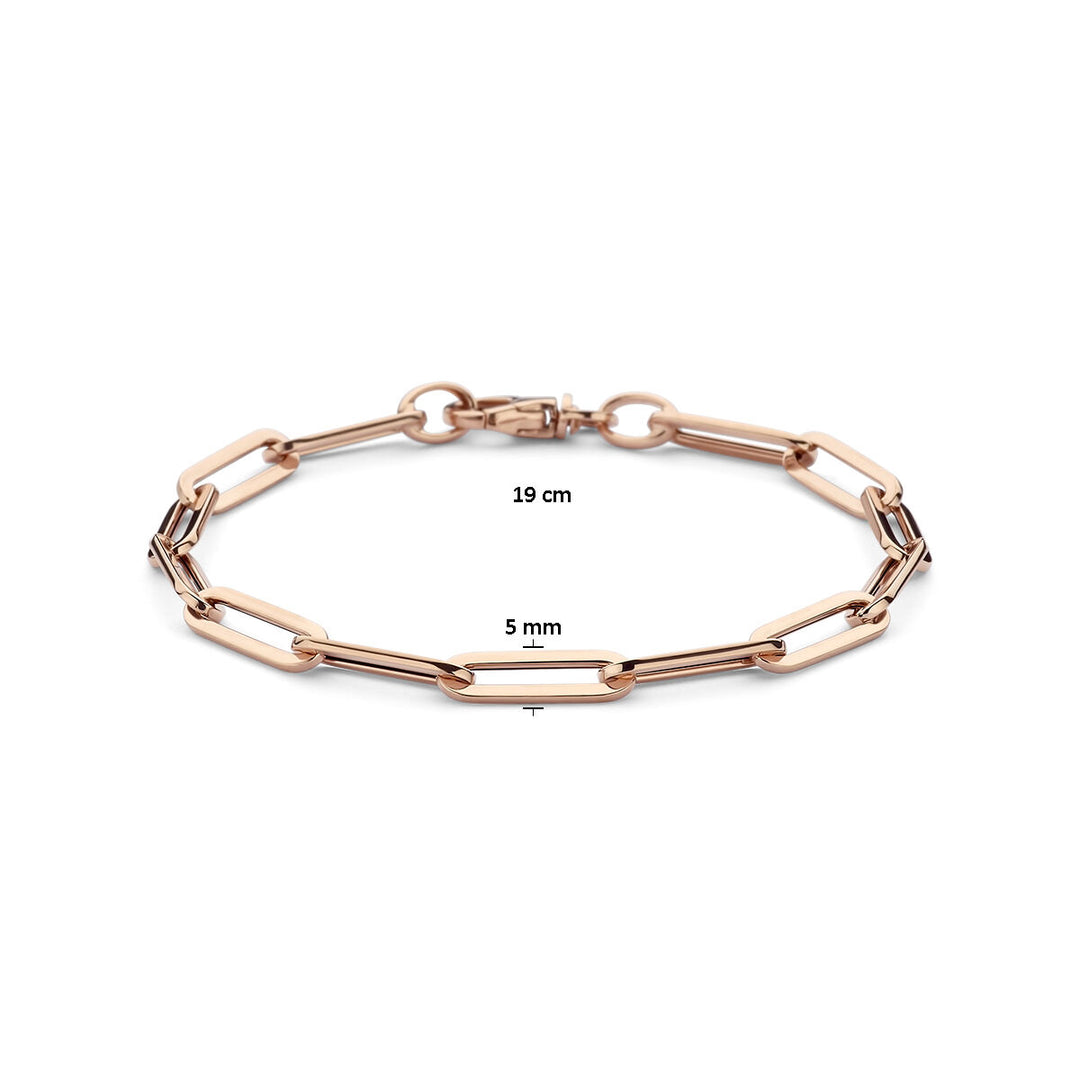 Gold bracelet ladies paper clip flat tube 14K rose gold