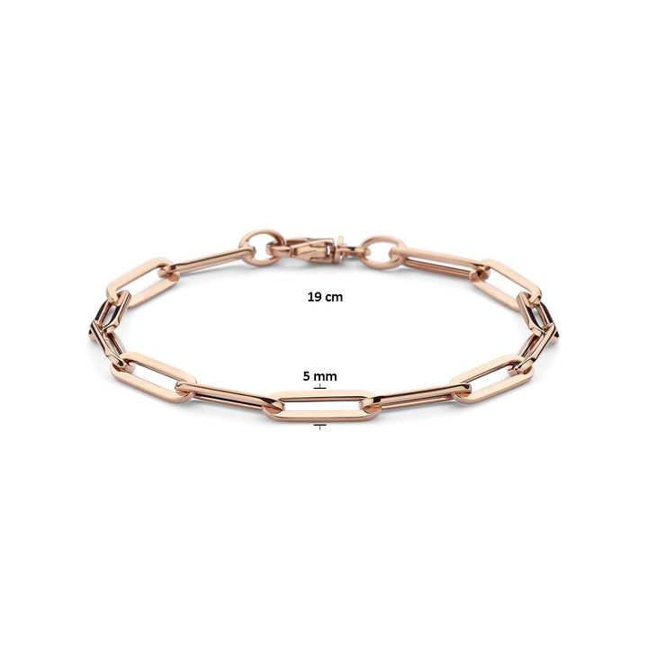 Gouden armband dames paperclip platte buis 14K roségoud