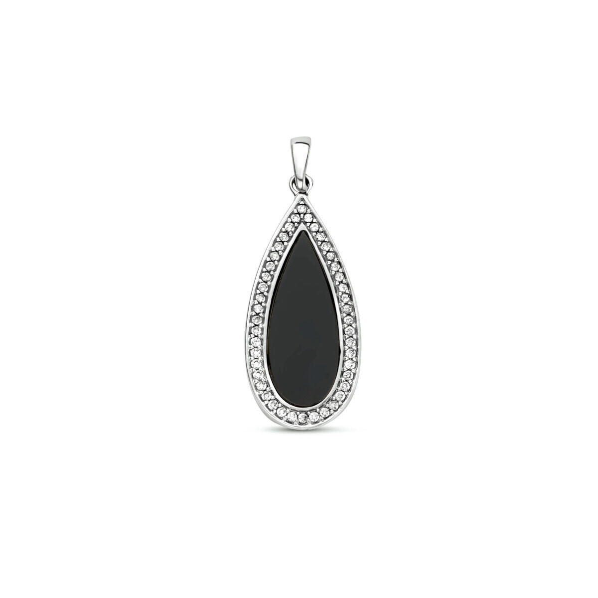 pendant onyx and zirconia silver rhodium plated