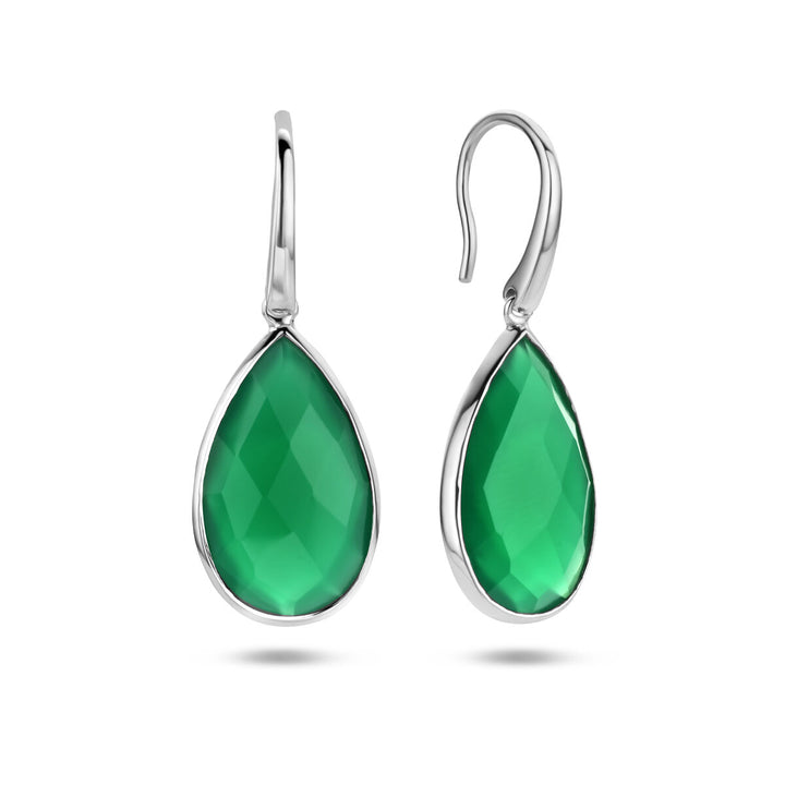 Ohrringe grüner Quarz französischer Haken silber rhodiniert