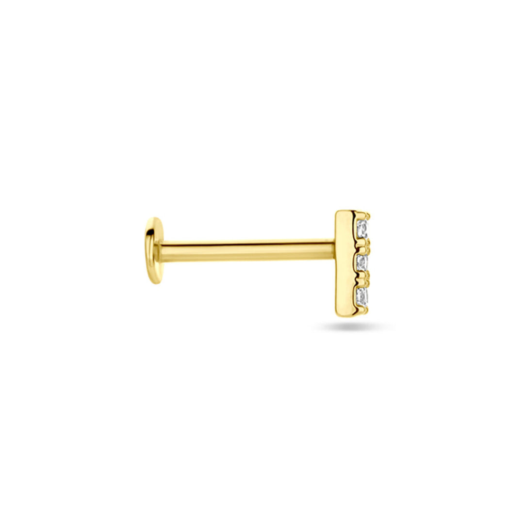 flat back piercing zirkonia 5 mm 14K geelgoud