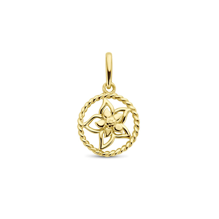 pendant with birth flower 14K yellow gold