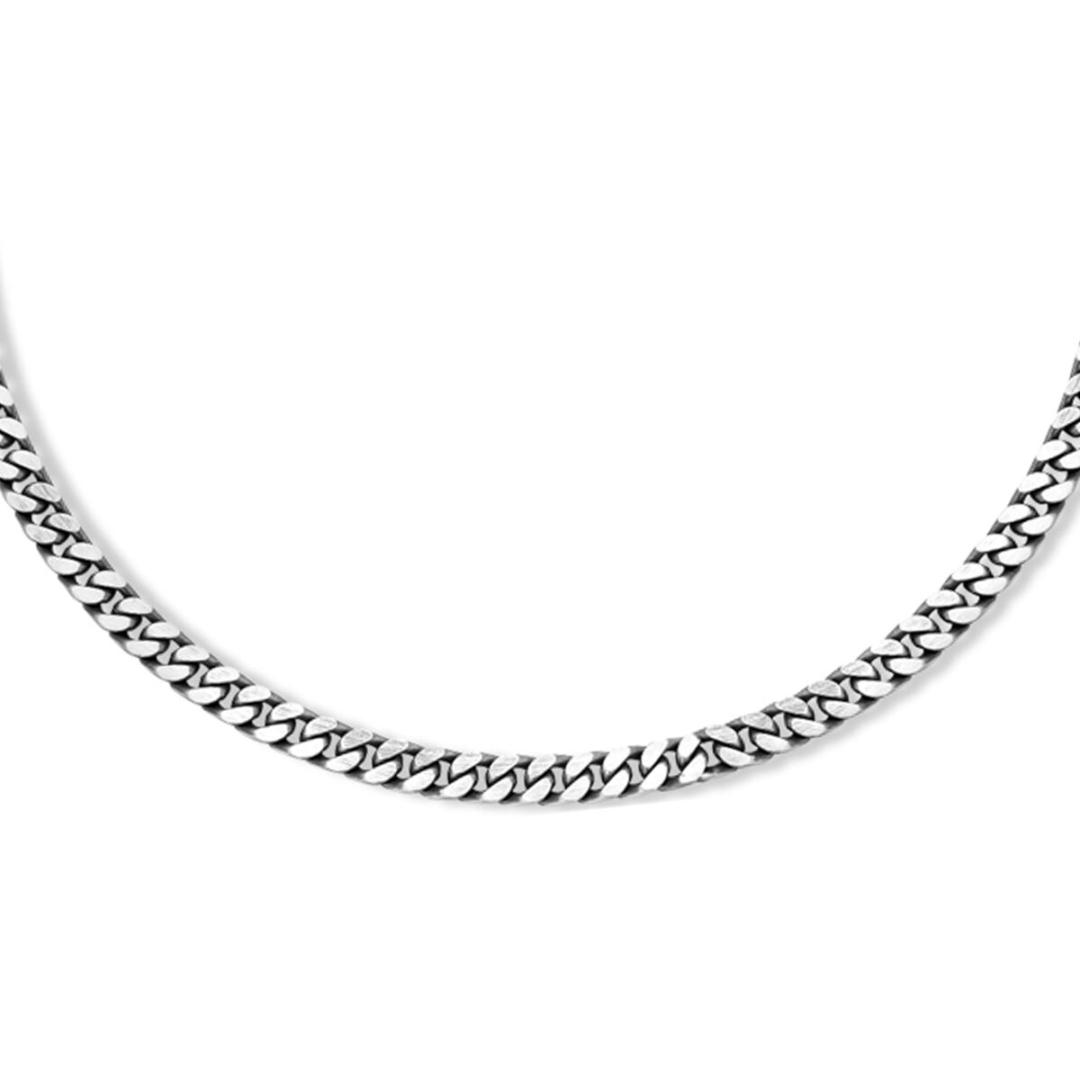 Zilveren herenketting met oxi gourmette schakels, 6-zijdes geslepen, 4,6 mm breed.