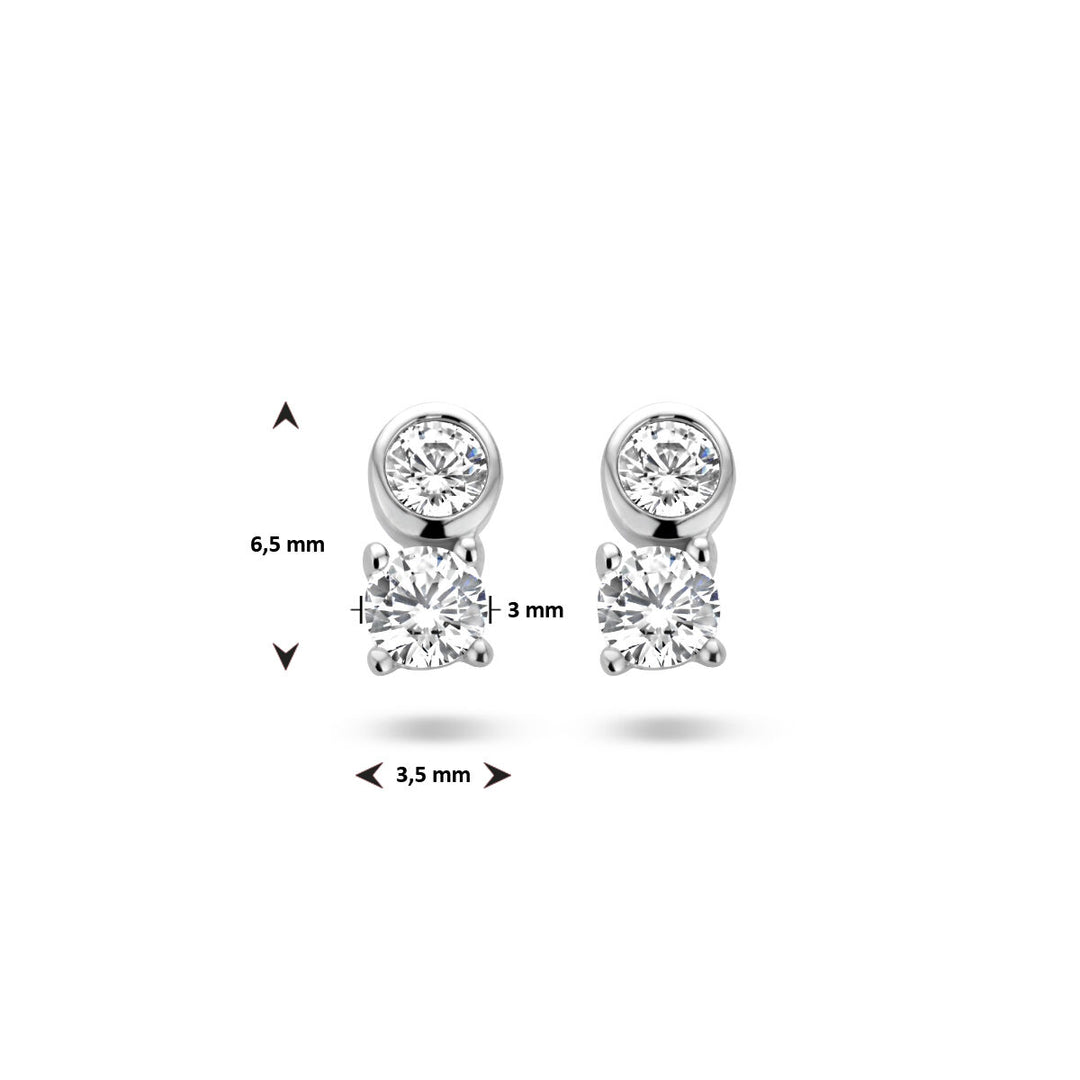 ear studs zirconia silver rhodium plated