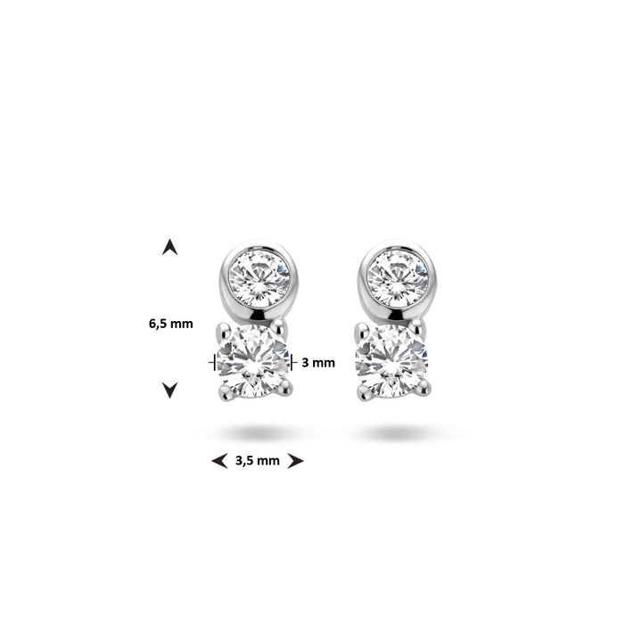 ear studs zirconia silver rhodium plated