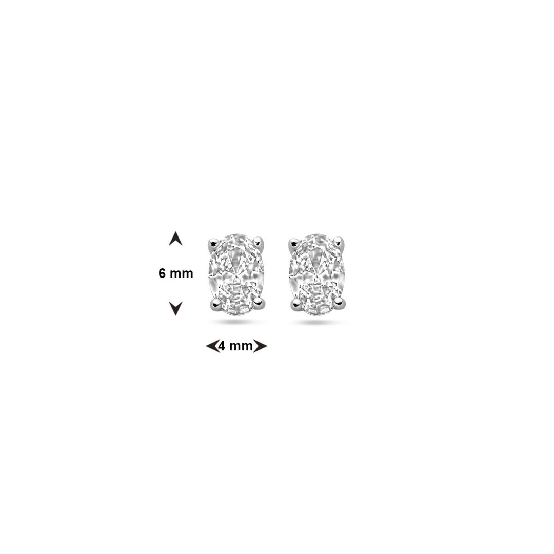 ear studs zirconia silver rhodium plated