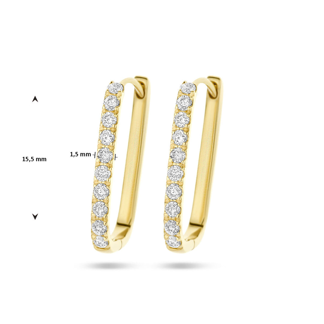 klapoorringen paperclip diamant 0.22ct (2x 0.11ct) h si 14K geelgoud