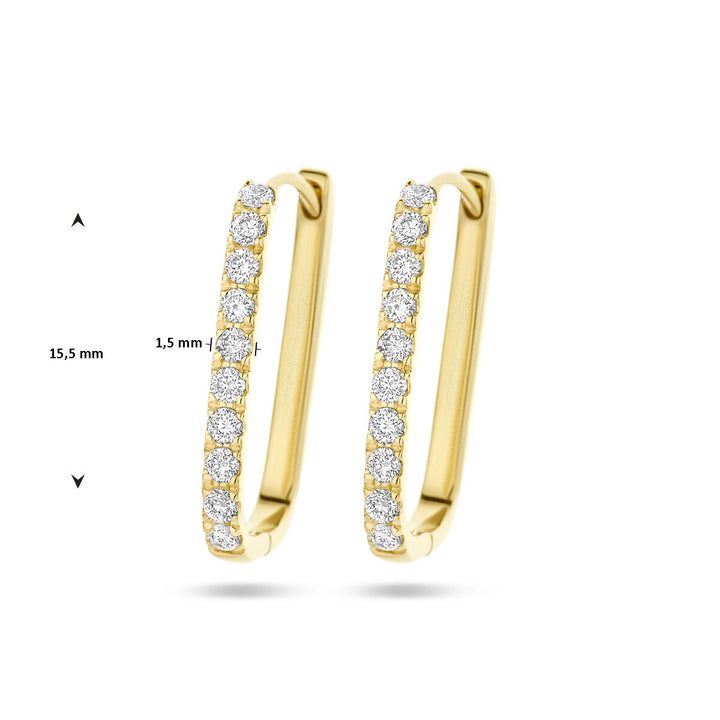 klapoorringen paperclip diamant 0.22ct (2x 0.11ct) h si 14K geelgoud