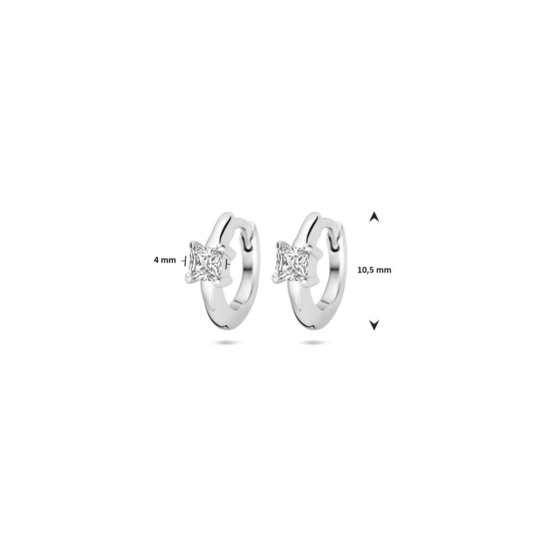 klapoorringen zirkonia 10,5 mm zilver gerhodineerd