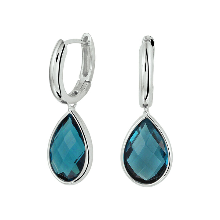 drop earrings london blue quartz 14K white gold