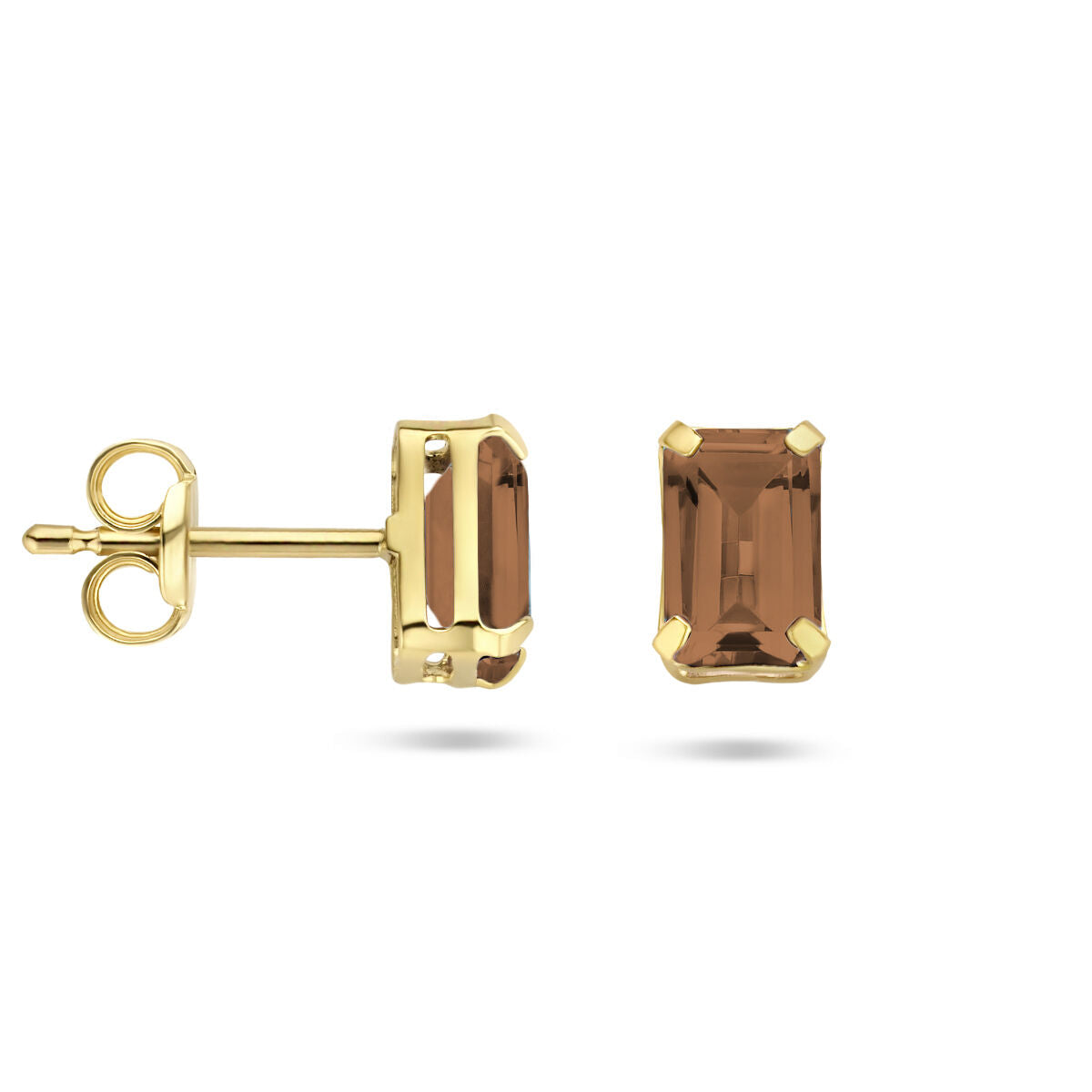 earrings smoky quartz 14K yellow gold