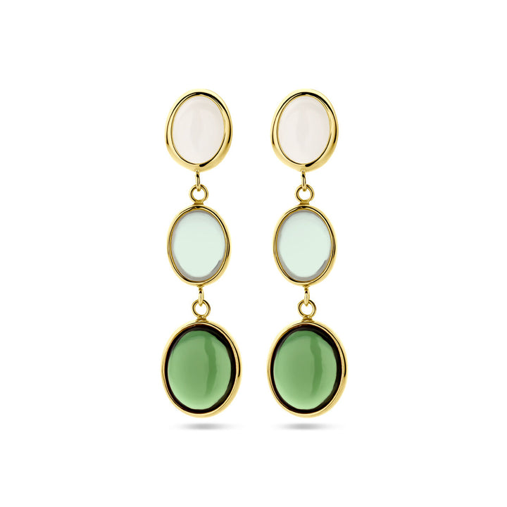 earrings natural colored stones 14K yellow gold