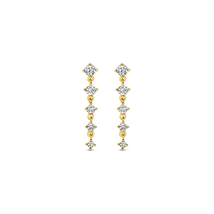 oorhangers zirkonia 19 mm 14K geelgoud