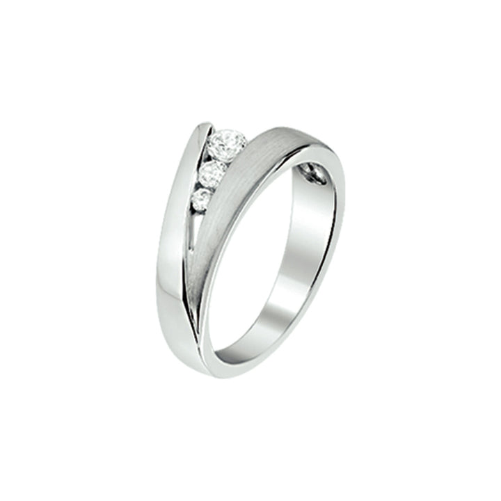 ring zirconia poly/matte silver rhodium plated