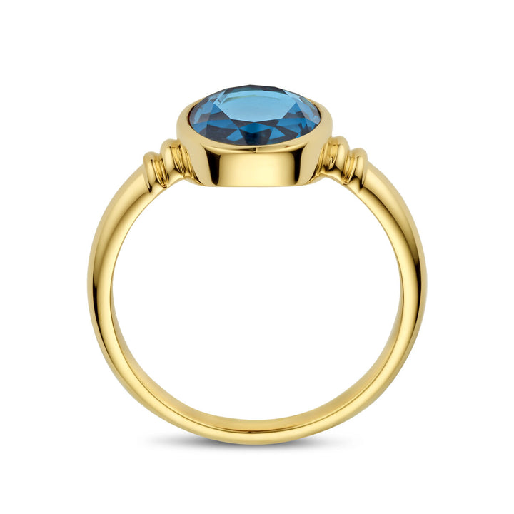 ring london blue topaas 14K geelgoud