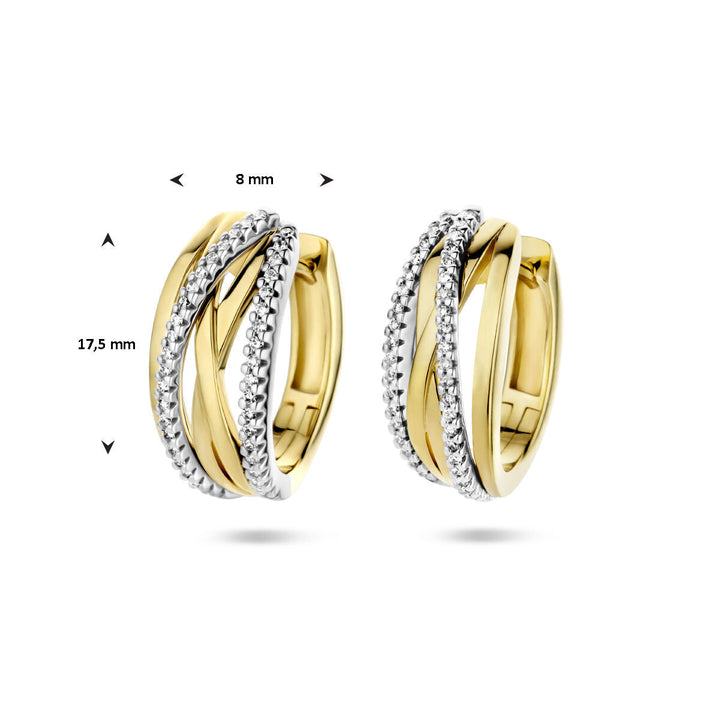 klapoorringen diamant 0.25ct (2x 0.125ct) h si 14K bicolor goud geel/wit