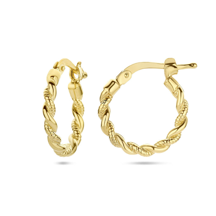 oorringen gedraaide buis 1 micron zilver verguld (geel)