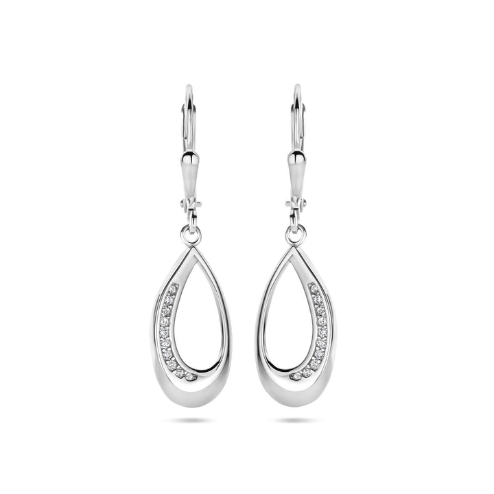 oorhangers druppel zirkonia brisur haak 34 mm zilver gerhodineerd