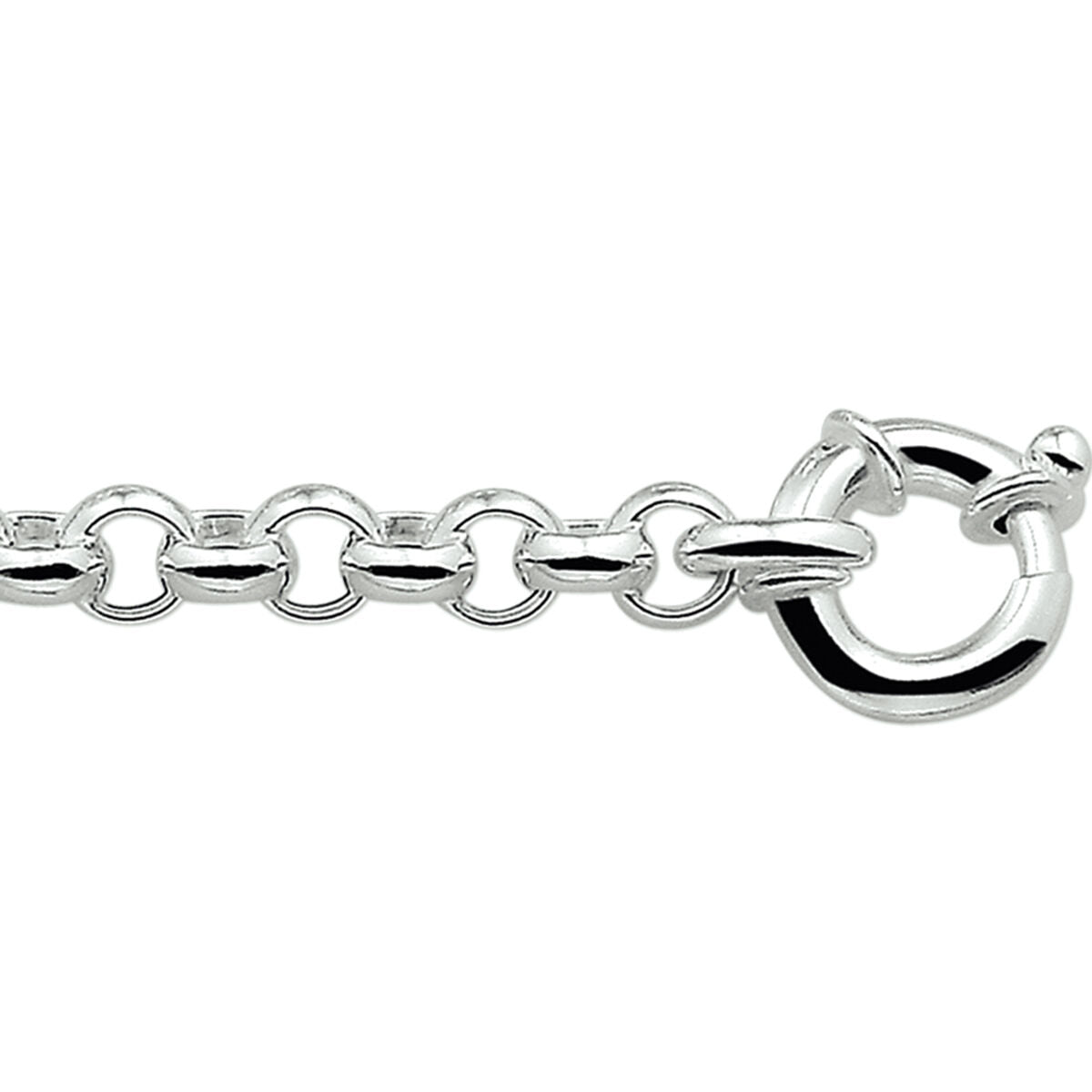 Zilveren gerhodineerde armband met jasseron schakels van 7 mm en een groot springslot.